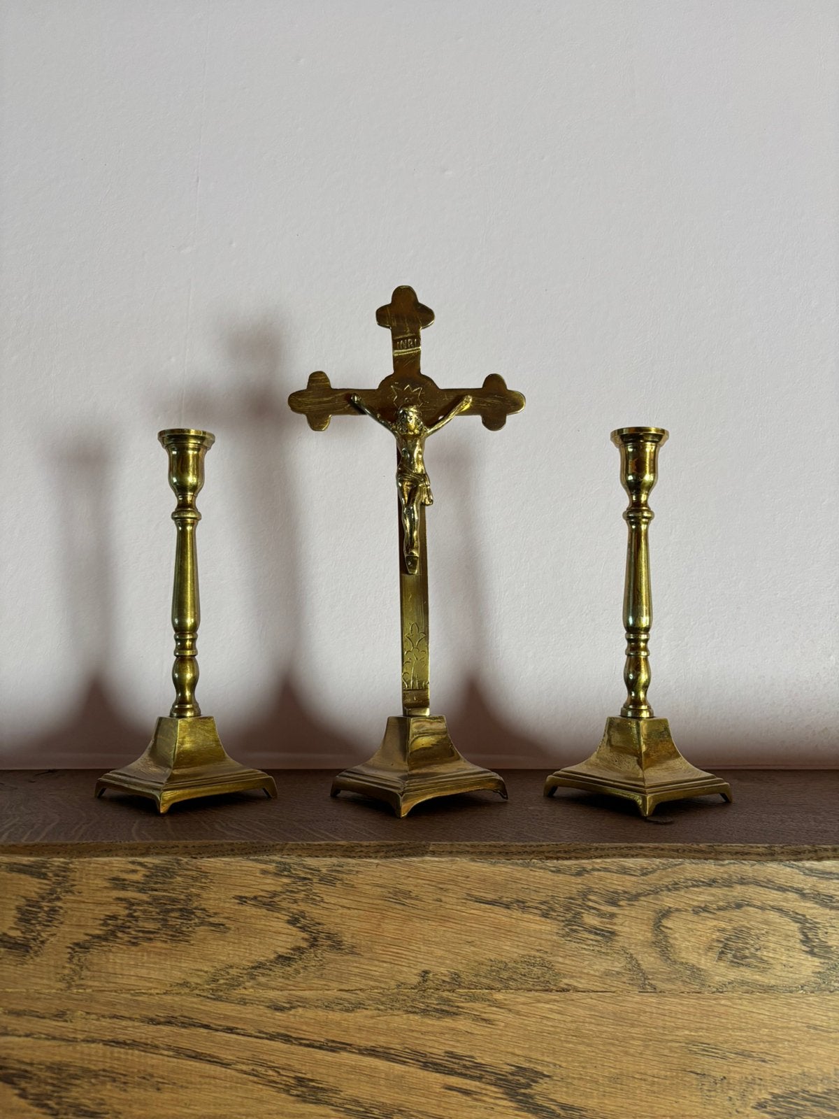 Vintage koperen altaarset, Ophalen, Koper of Brons
