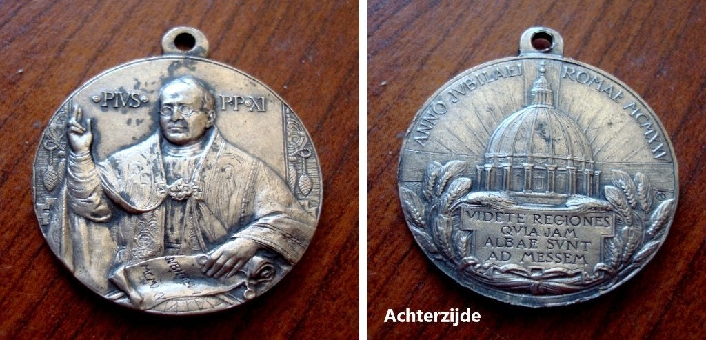 Pausenmedaille met Pius XI Vaticaan Rome 1925, Verzamelen, Verzenden, Gebruikt, Overige typen, Christendom | Katholiek