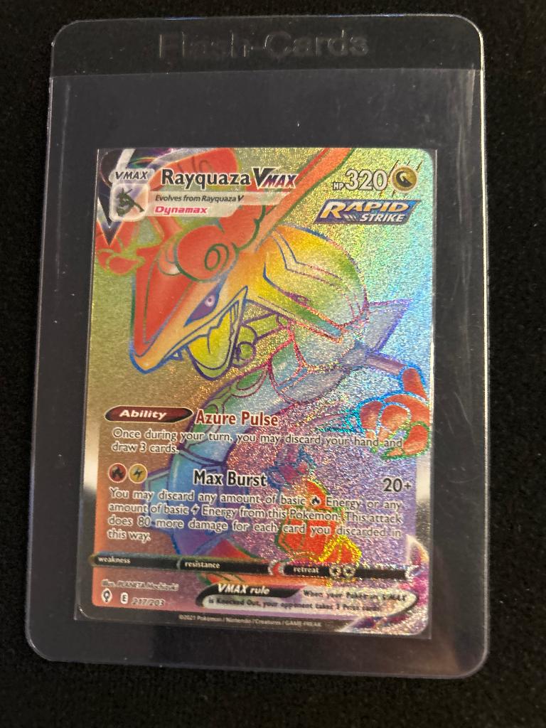 Rayquaza vmax, Ophalen of Verzenden, Gebruikt, Losse kaart, Foil