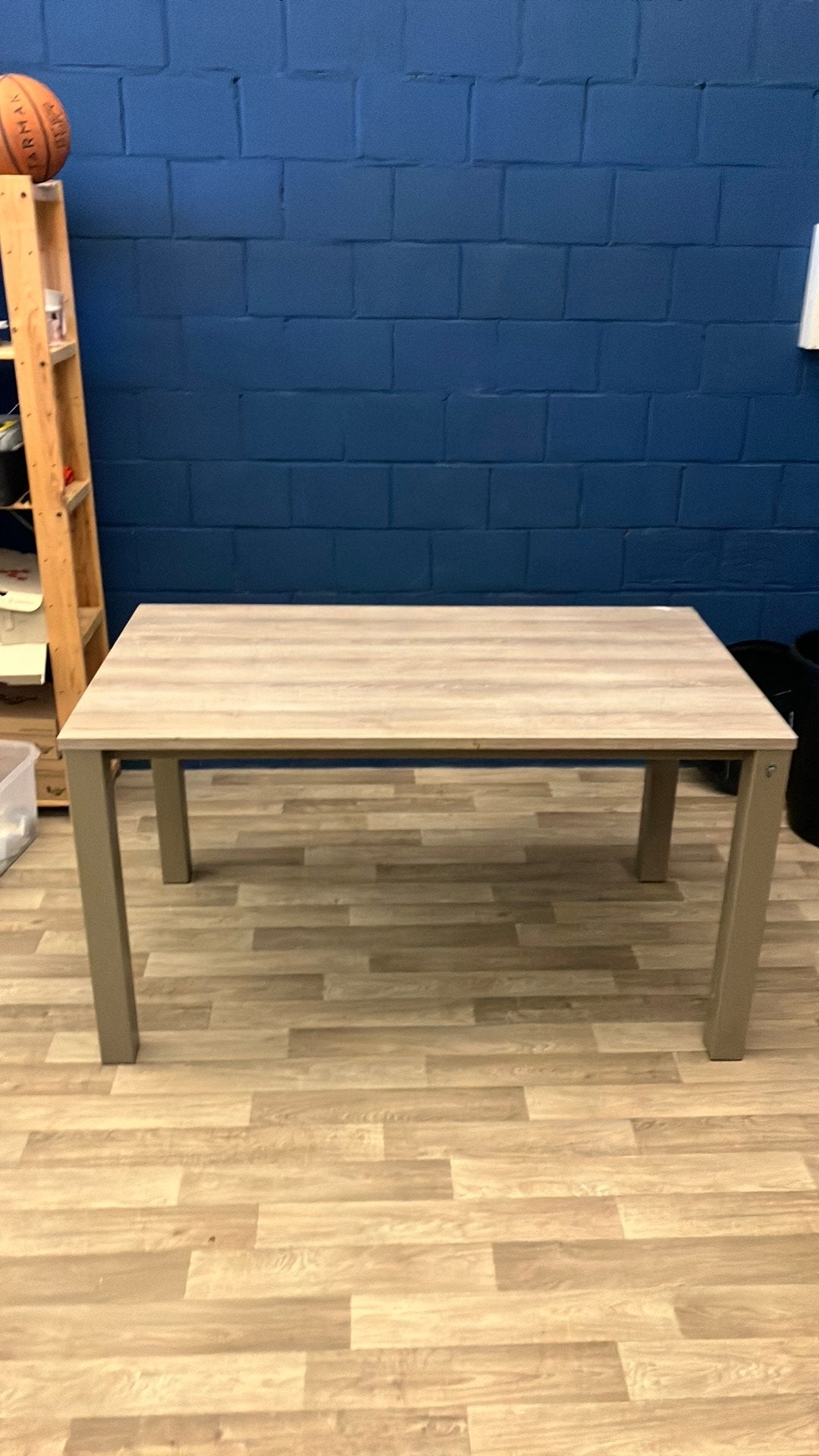 Werktafel super stevig houten blad rest metaal, Tuin en Terras, Ophalen, Zo goed als nieuw, Metaal
