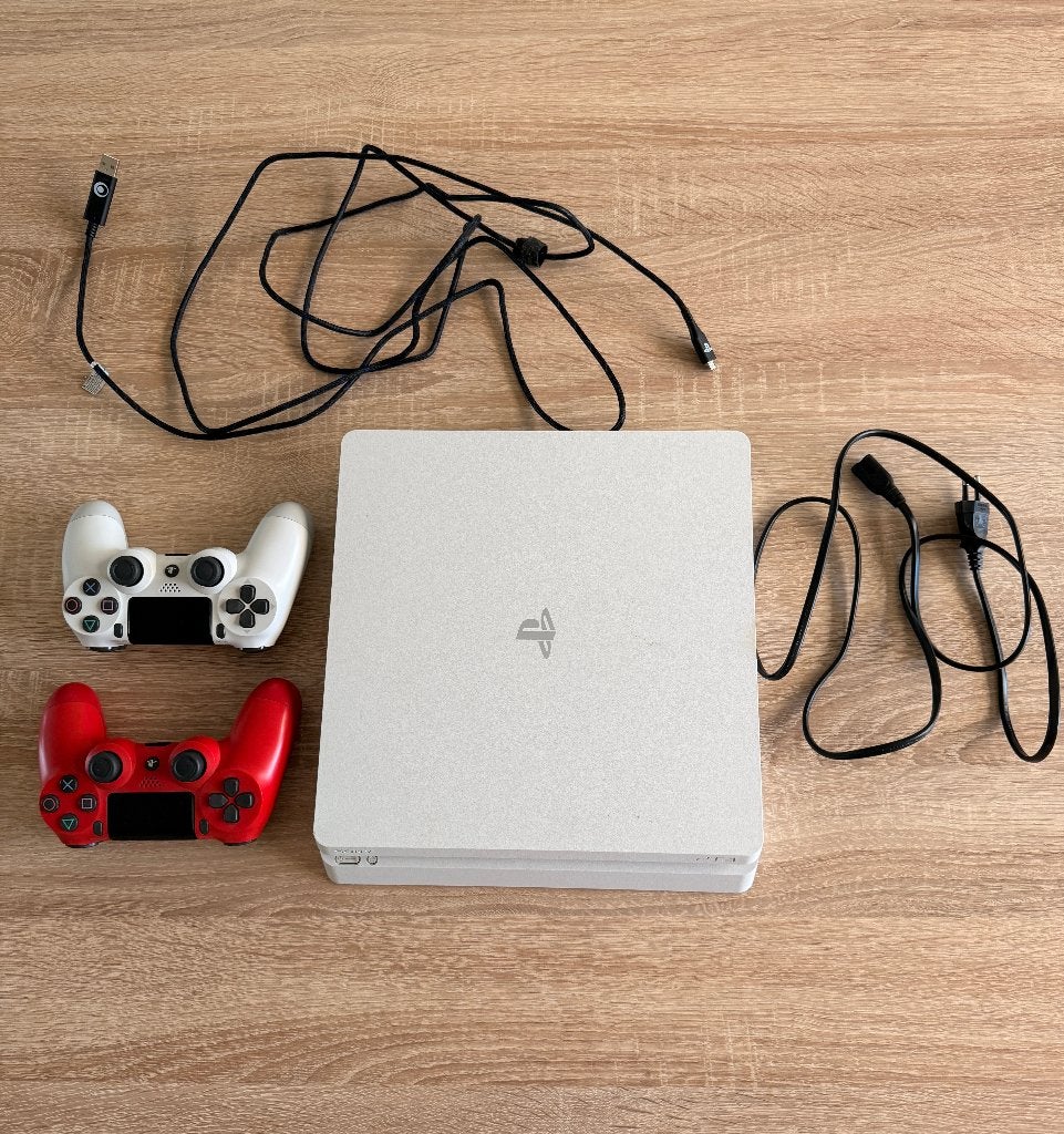 Playstation 4 slim (wit) met 2 controllers, Ophalen, Met 2 controllers, Slim, Met harde schijf