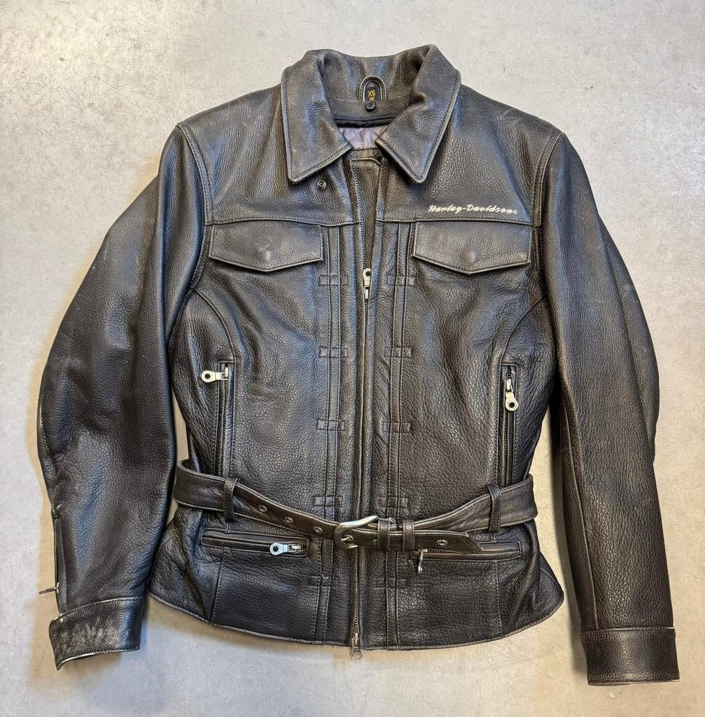 Veste en cuir noir Harley Davidson pour femme taille XSW, Motos, Enlèvement, Seconde main, Femmes, Manteau | cuir