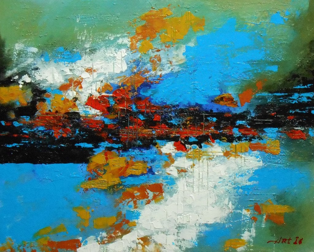 "Abstract landschap. Blauw" Schilderij, Antiek en Kunst, Verzenden