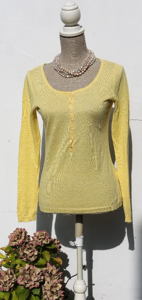 Joli pull léger jaune S, Taille 36 (S), Comme neuf, Matin Blanc, Jaune