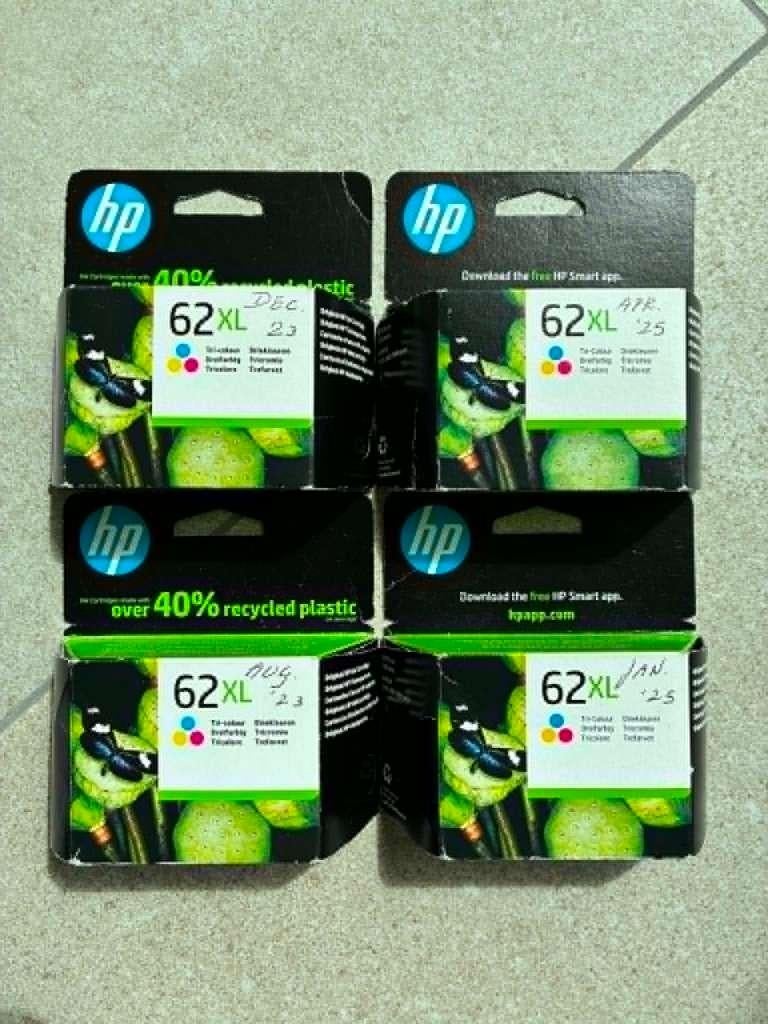4 x inktpatroon driekleuren HP 62 XL - hp62XL, Enlèvement ou Envoi, Comme neuf, Cartridge, HP