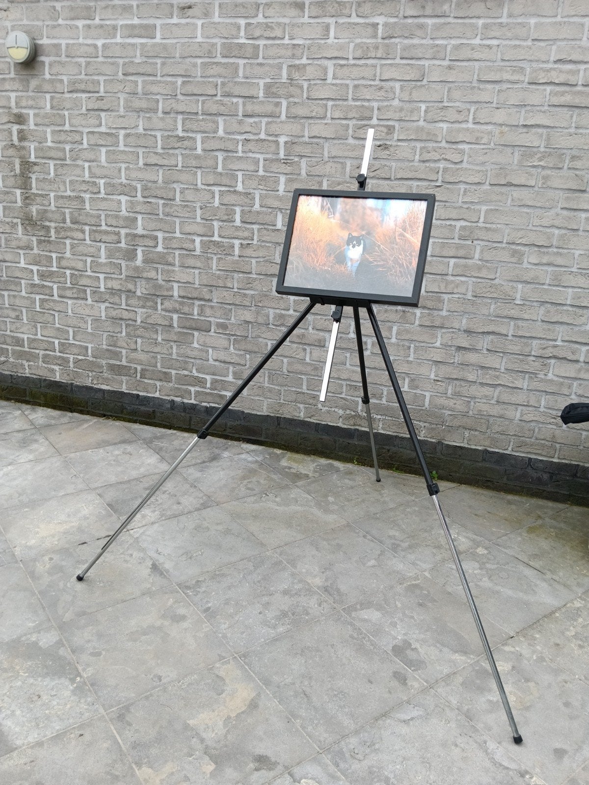 Stevig statief voor presentatie van foto, kader, canvas, ..., Ophalen of Verzenden, Gebruikt, Driepoot, Inclusief draagtas