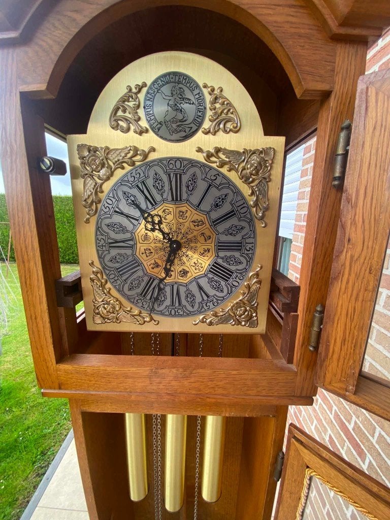 Horloge de parquet ancienne avec gravure, Antiek en Kunst, Antiek | Klokken, Ophalen