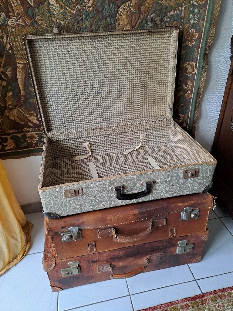 vintage reiskoffers leder, Antiek en Kunst, Ophalen