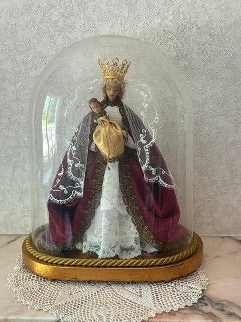 Madonna onder stolp - 38 cm, Antiek en Kunst, Antiek | Religieuze voorwerpen, Ophalen of Verzenden