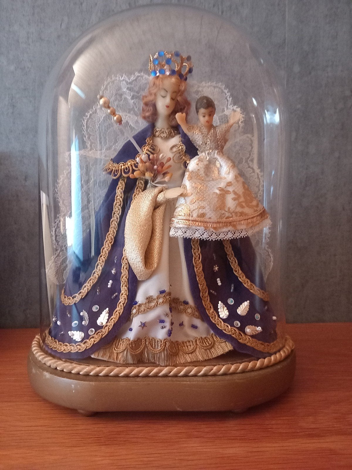 Glazen stolp met Mariabeeld, Glas, Ophalen, Zo goed als nieuw