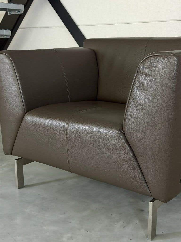 Fauteuil Rolf Benz Linea - cuir marron taupe, 75 à 100 cm, Comme neuf, Enlèvement, Leolux Montis Jori Artifort Pode