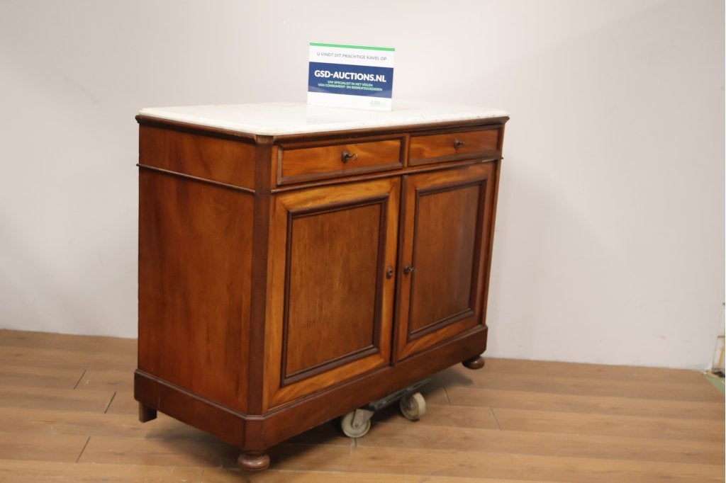 Houten kast, commode met marmeren blad, Antiek en Kunst, Ophalen of Verzenden