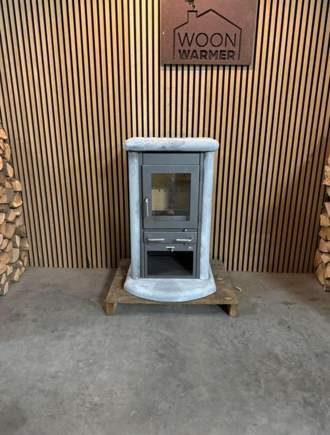 26062 Speksteenkachel Fireplace 6kw, Huis en Inrichting, Kachels, Gebruikt, Vrijstaand, Houtkachel, Hout, Ophalen