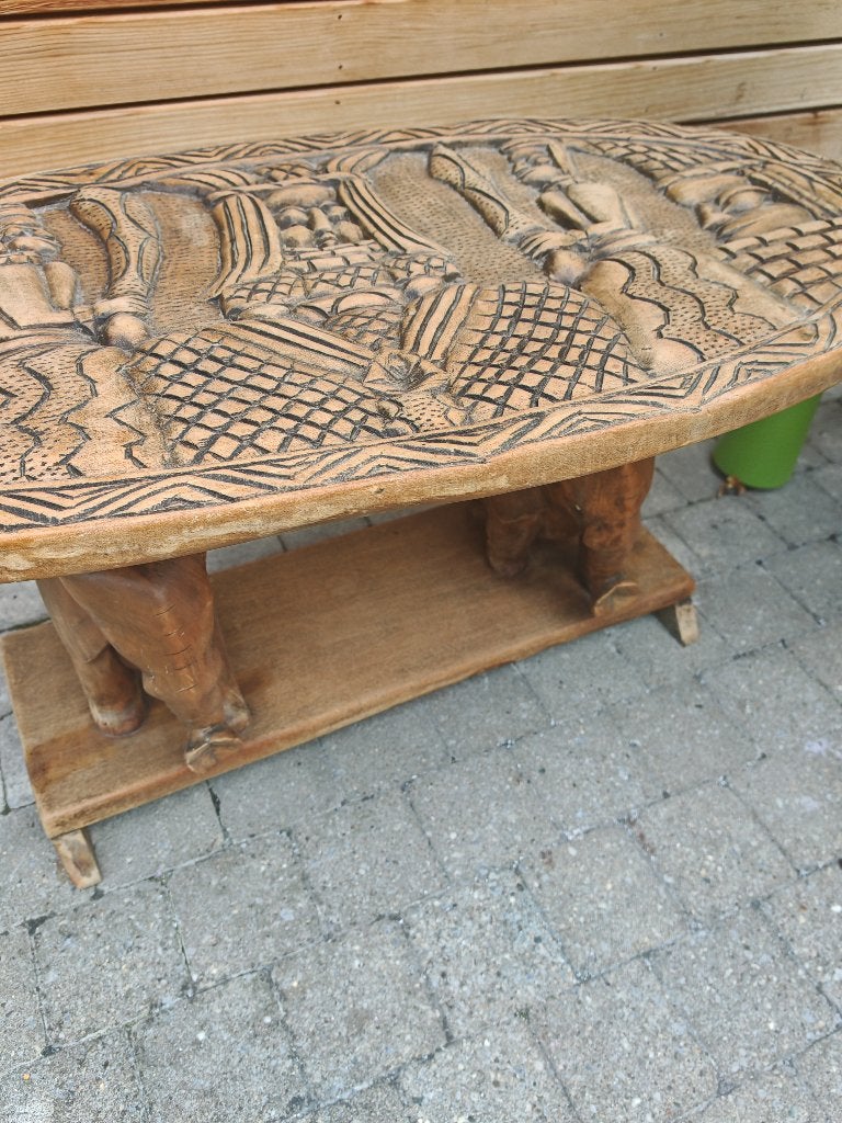 Table base  avec pieds en éléphants, Maison & Meubles, Enlèvement, Utilisé, Ovale, Bois