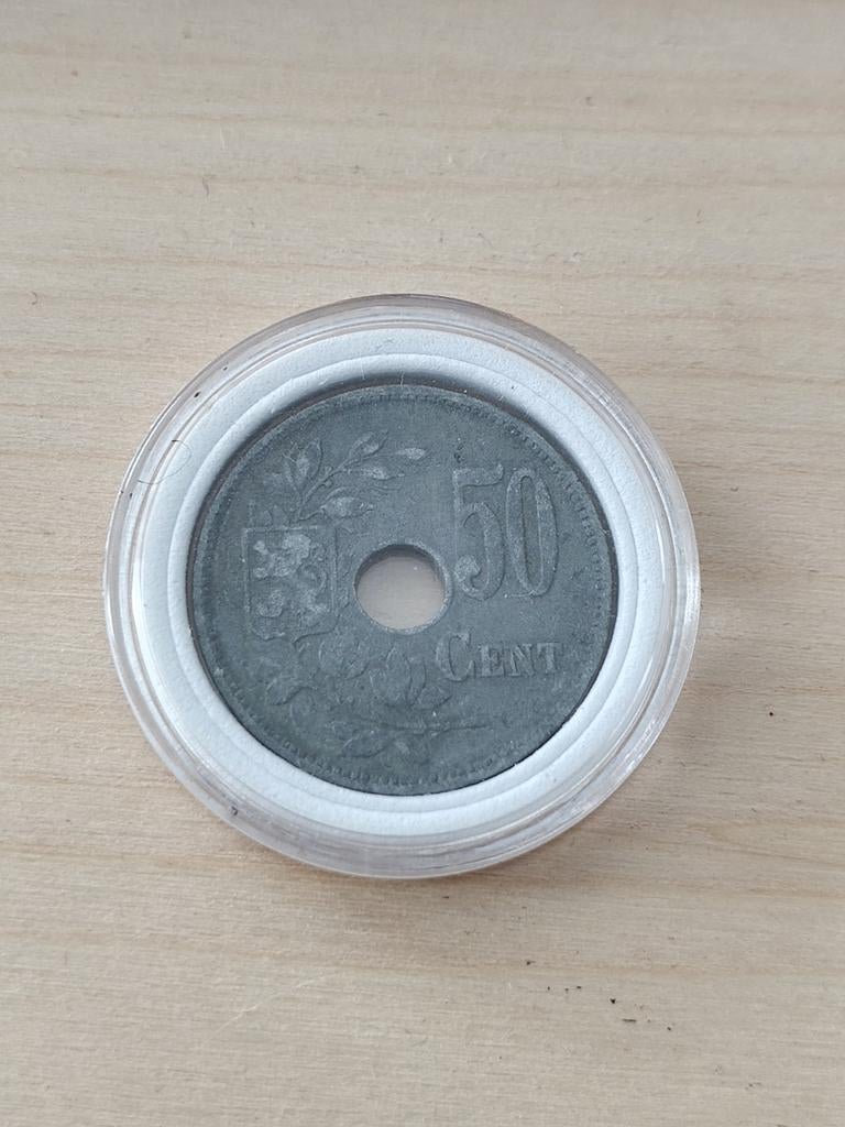 Munt 50 cent Belgische Frank 1918, Ophalen of Verzenden, Losse munt