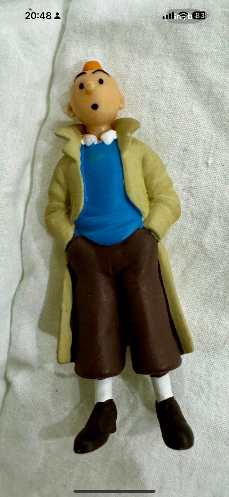 Kuifje figuurtje latex ca 12 cm, Ophalen of Verzenden, Zo goed als nieuw