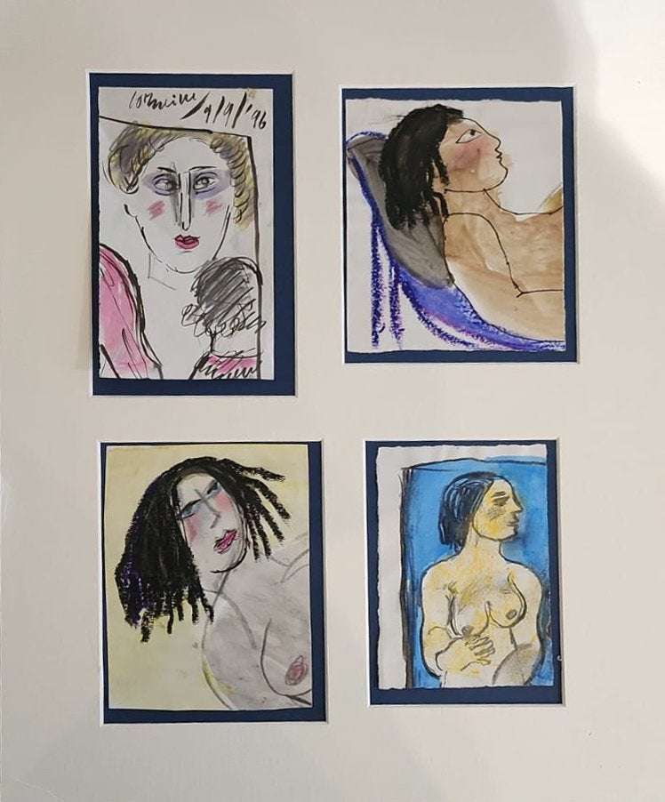 Corneille – Set van 4 originele tekeningen (1990), Ophalen of Verzenden, Tekening, Overige technieken, Gesigneerd