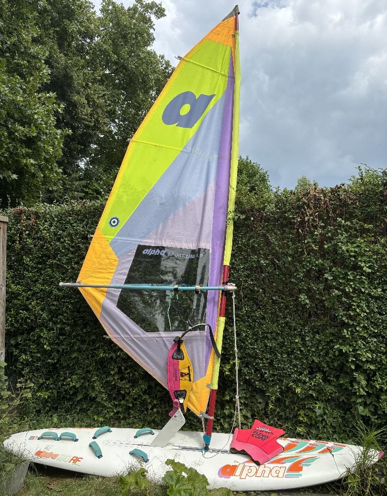 Windsurfen volledige uitrusting, Watersport en Boten, Windsurfen, Ophalen, 3.5 tot 5 m², Complete set, Met mast