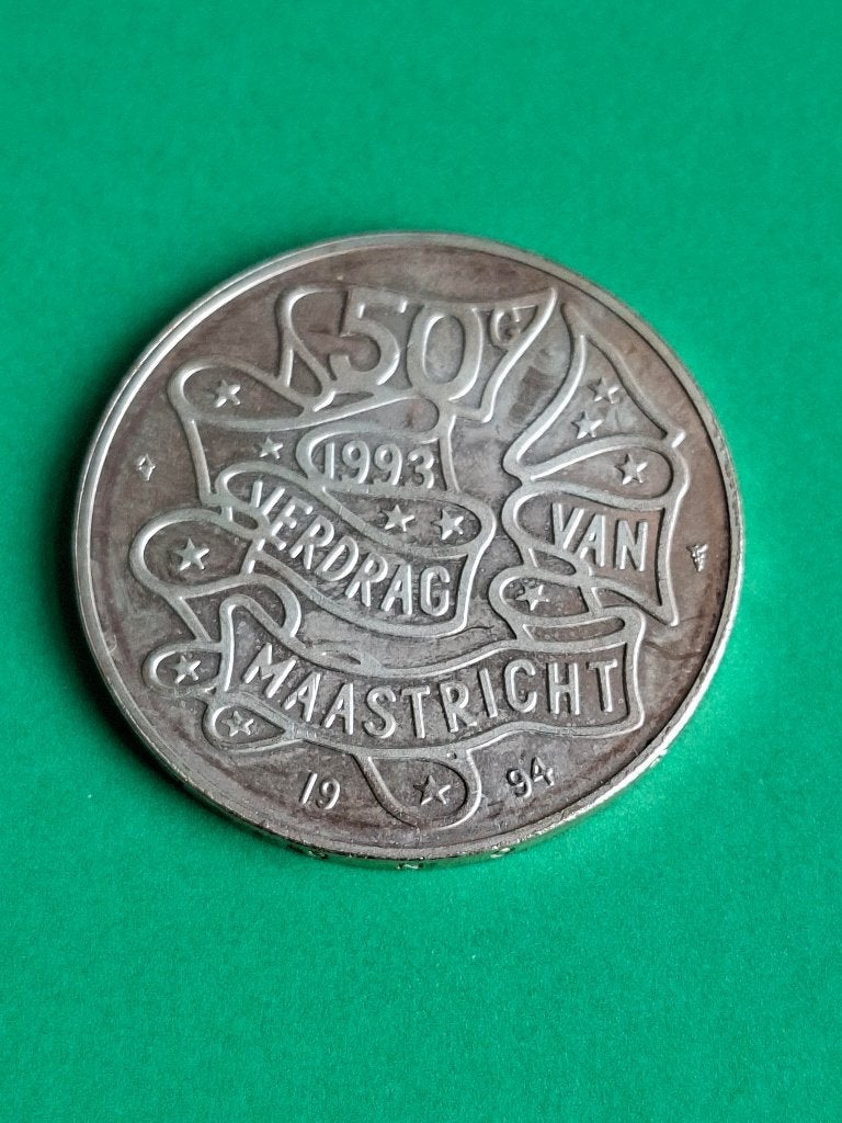 1994 vijftig gulden zilver Verdrag van Maastricht, Beatrix, Verzenden, Koningin Beatrix, Zilver, Losse munt