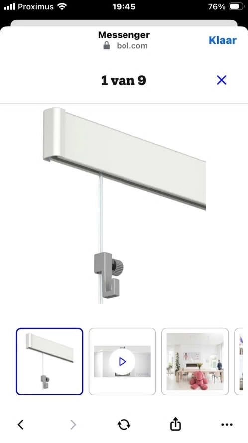 3 rails - ophangsysteem 200cm 1Nieuw + 2 Gebruikt, Ophalen, Zo goed als nieuw, 125 cm of meer, Schilderij