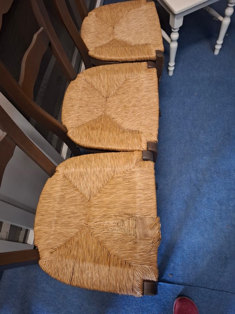 3 houten stoelen eik, Maison & Meubles, Trois, Brun, Enlèvement, Utilisé