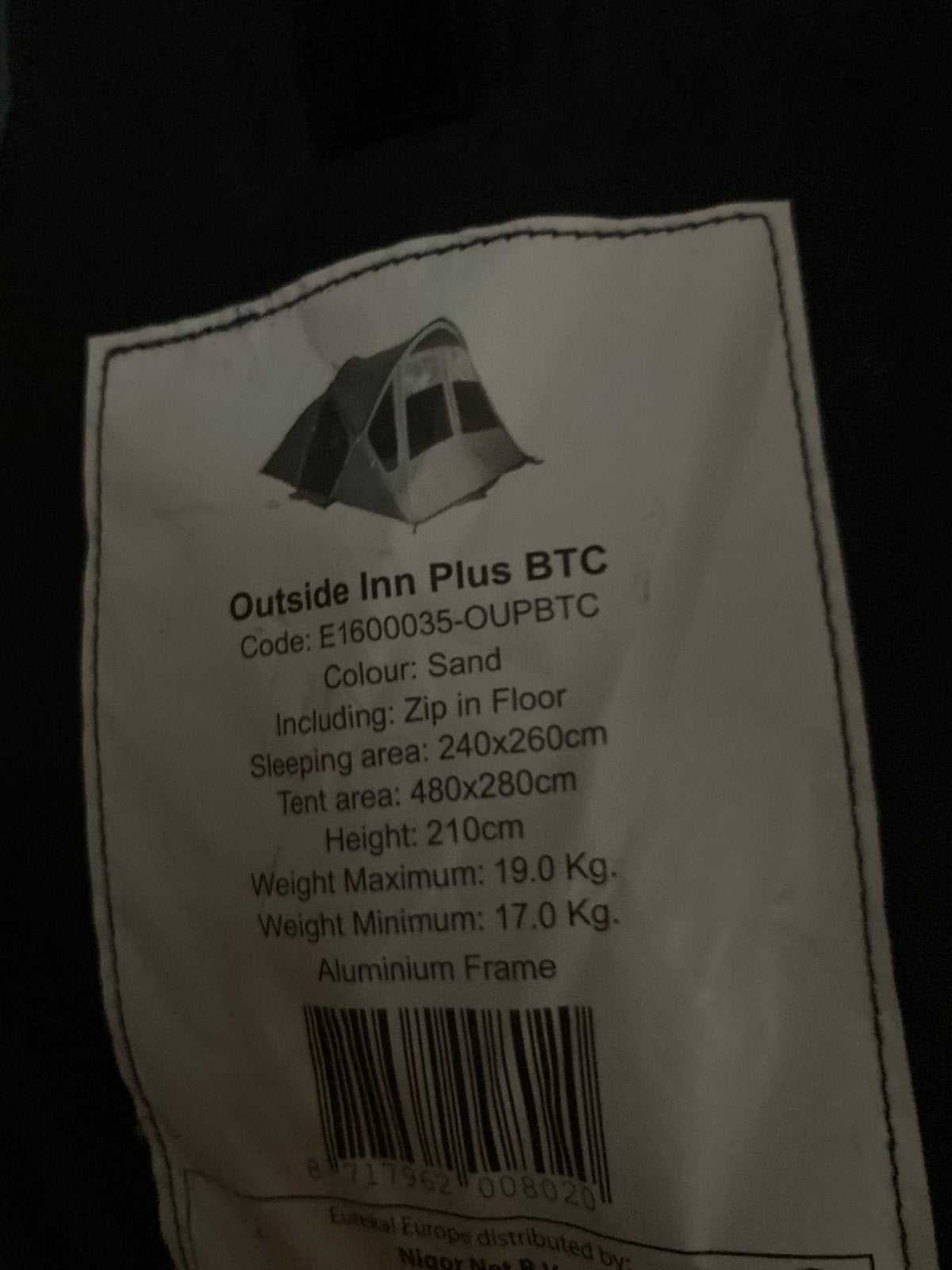 Eureka tent, Ophalen, Zo goed als nieuw