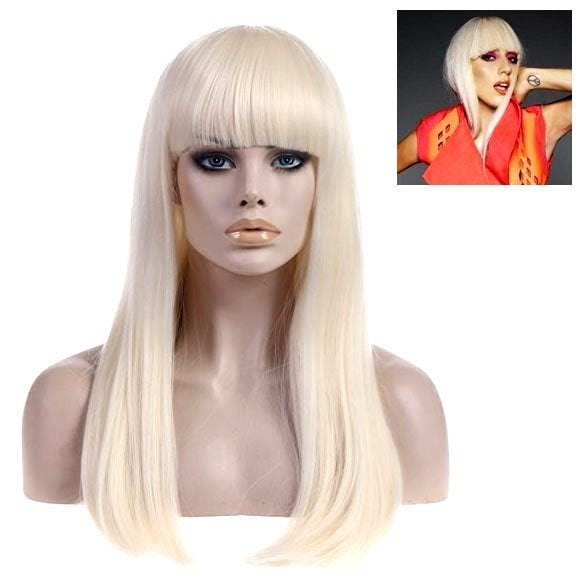 Lady Gaga - Poker Face - pruik platinablond steil haar ( B-K, Enlèvement ou Envoi, Neuf
