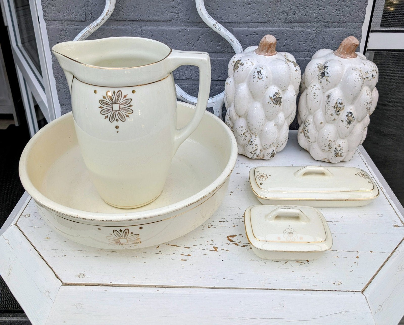 Antiek lampetstel van Boch Frères, Made in Belgium., Antiquités & Art, Antiquités | Services (vaisselle) complet, Enlèvement ou Envoi