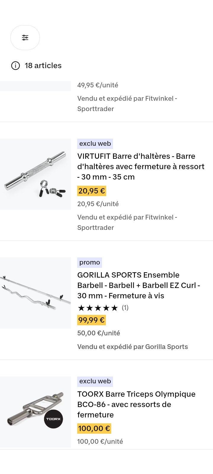 7 barres de muscu, Sport en Fitness, Overige Sport en Fitness