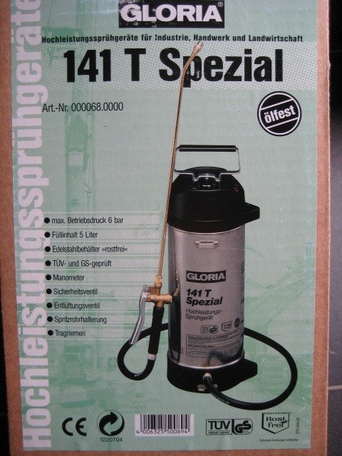 Gloria profi RVS druksproeier type 141 T met manometer 6 bar, Tuin en Terras, Ophalen of Verzenden, Nieuw, Handsproeier