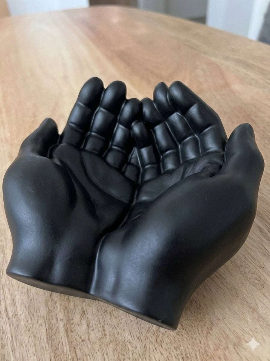 Sculpture "Mains Ouvertes" Fait Main / Vide-poche / Déco, Ophalen of Verzenden, Handgemaakt, Grijs