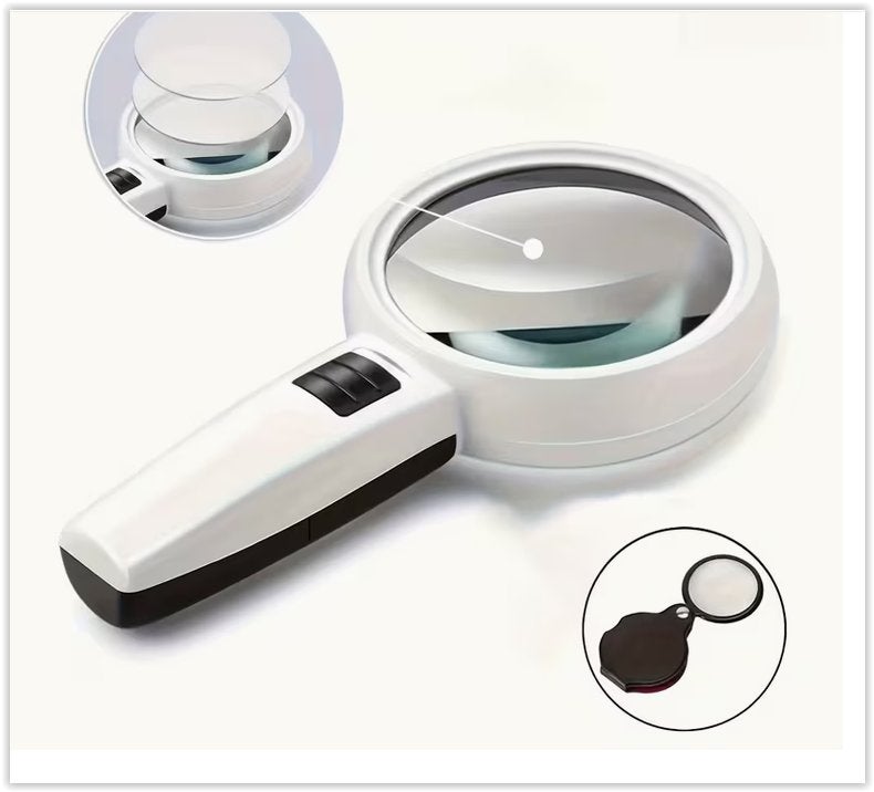 10X Loupe de Poche + Mini Loupe Pliable (Lot de 2 Pièces),, Enlèvement ou Envoi, Neuf, Lampe loupe