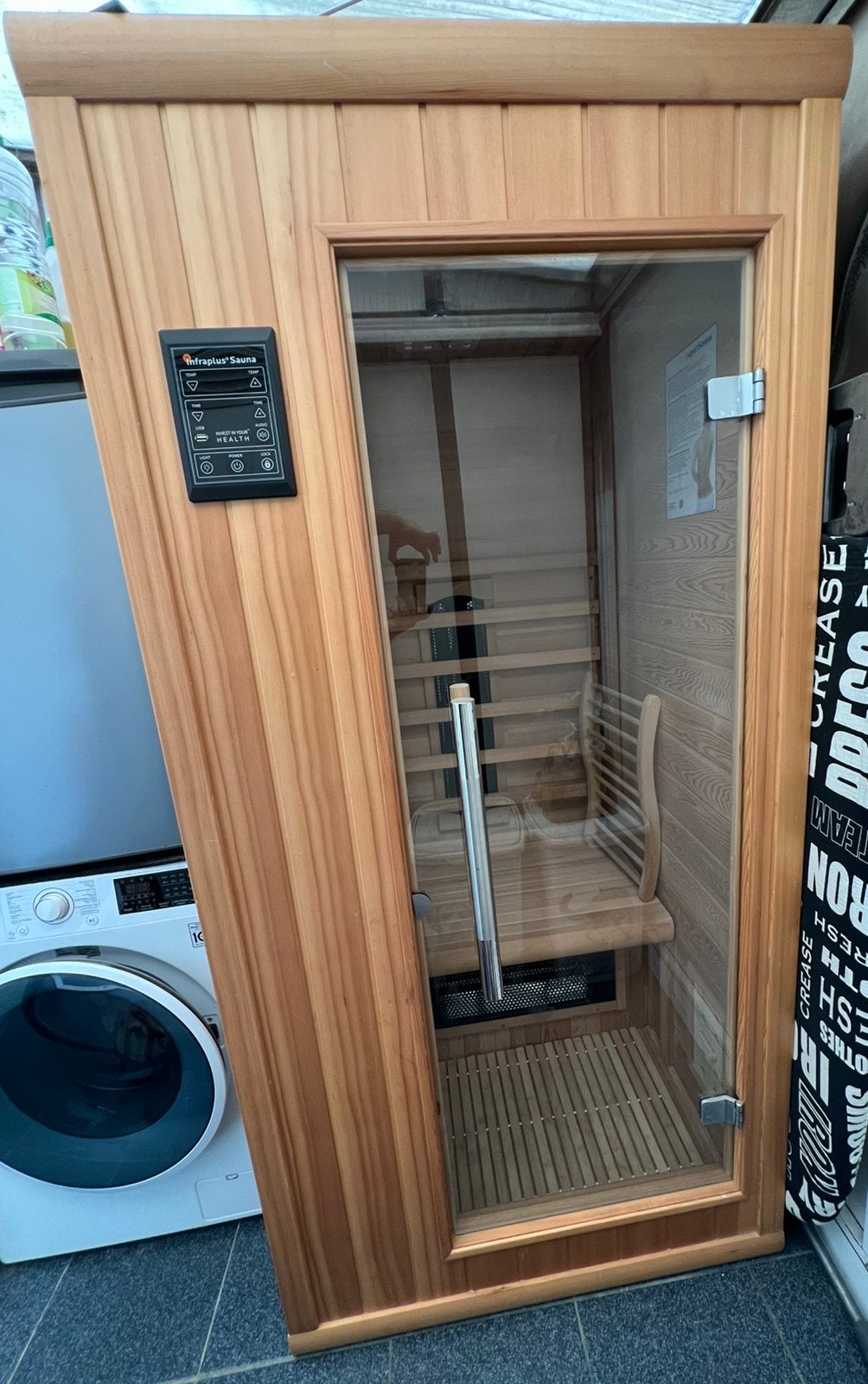 Prachtige 1-Persoons Infraroodsauna Infraplus SuperSauna, Ophalen, Zo goed als nieuw, Infrarood, Complete sauna