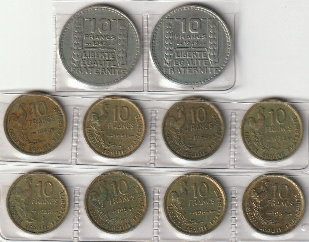 10 FRANCS 1948 à 1957 (10 Pièces) 4ème République - FRANCE, Enlèvement ou Envoi, France, Monnaie en vrac