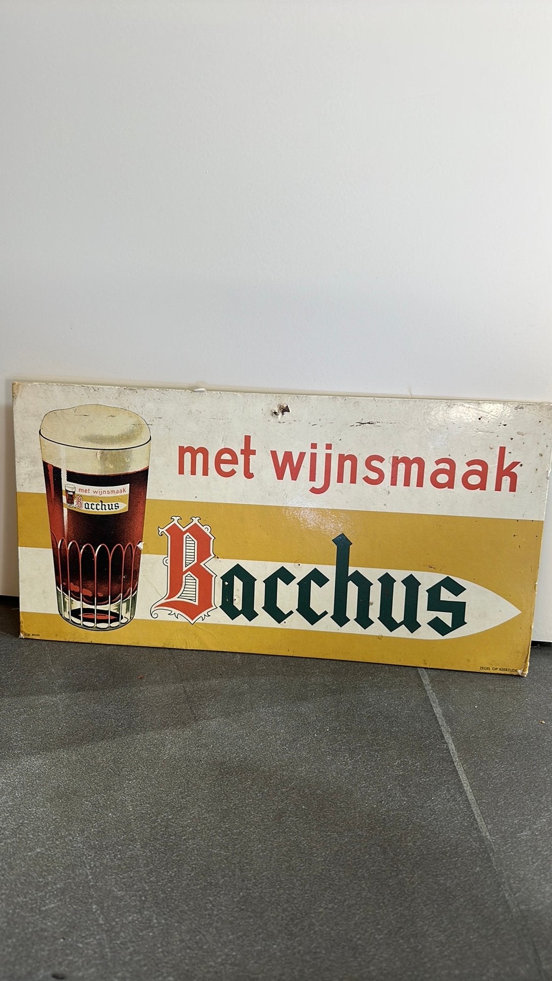 Bacchus Reclamebord, Verzamelen, Ophalen of Verzenden, Zo goed als nieuw, Reclamebord
