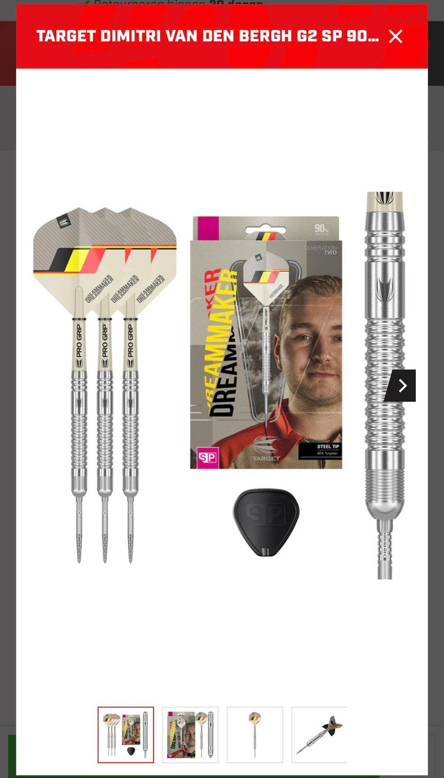 Target Dimitri van den Bergh G2 SP 90% - Dartpijlen, Sport en Fitness, Darts, Ophalen of Verzenden, Zo goed als nieuw