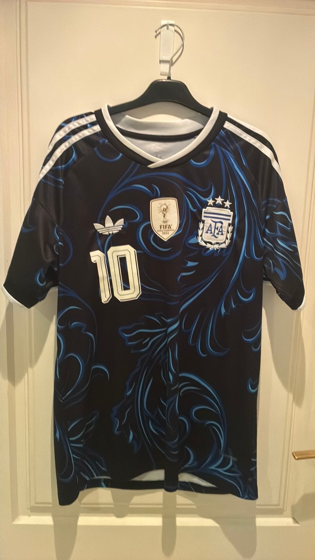 Argentinië Messi #10 Voetbalshirt Zwart/Blauw, Sport en Fitness, Maat M, Ophalen of Verzenden, Zo goed als nieuw, Shirt