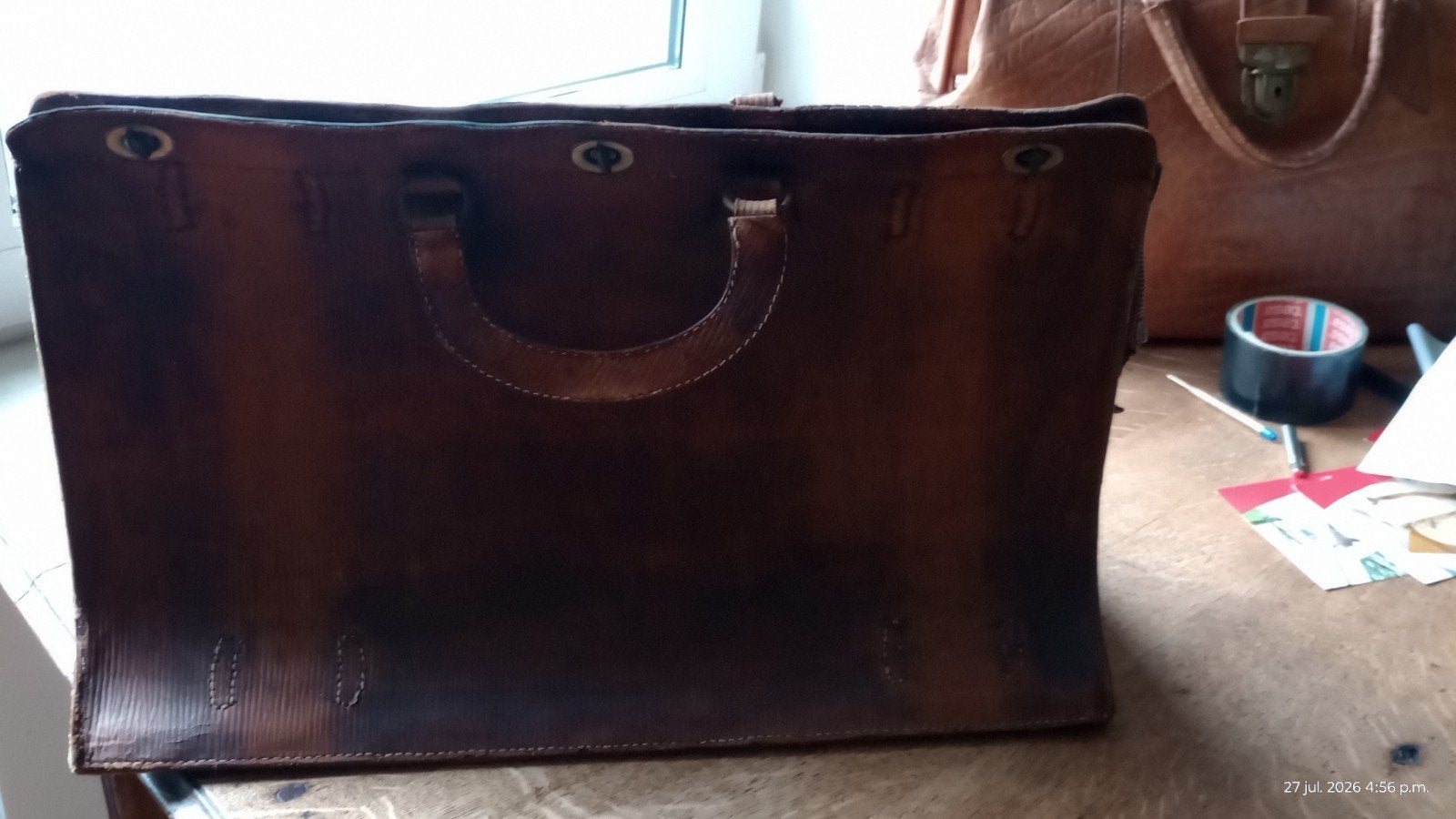 Lederen retro hand-, boekentas, Huis en Inrichting, Woonaccessoires | Kisten, Ophalen of Verzenden