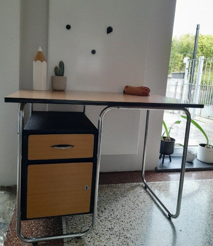 bureau formica des années 70, Maison & Meubles, Vintage, 100 cm, Espace de rangement, Enlèvement