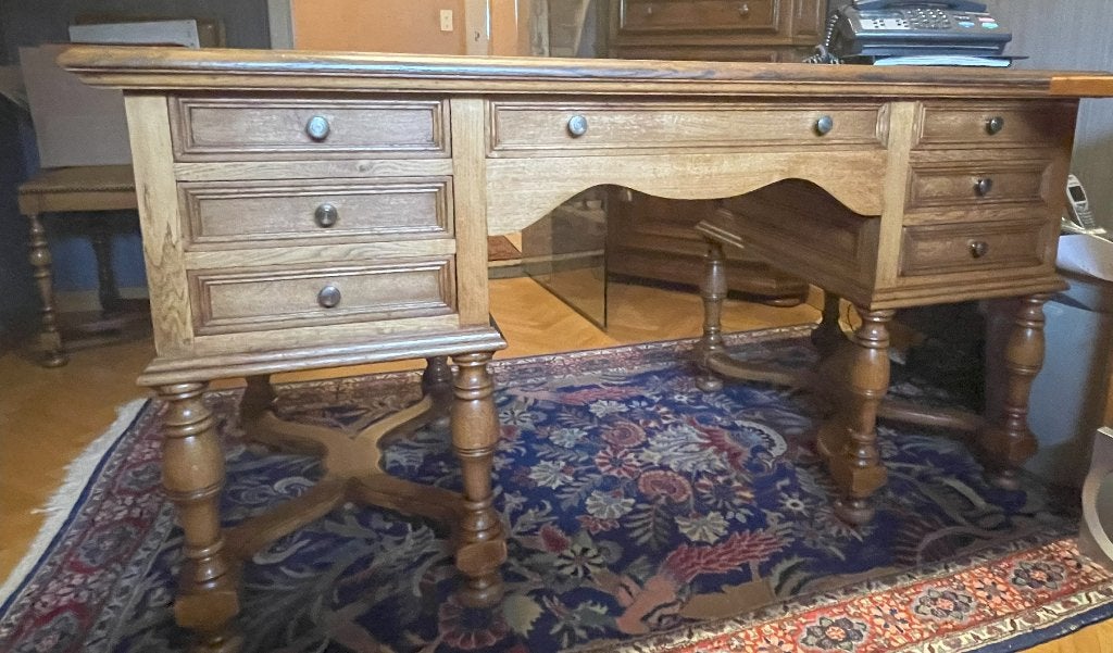 Bureau en chêne français massif, Autres marques, Classique, Avec tiroirs, Bureau-armoire combiné