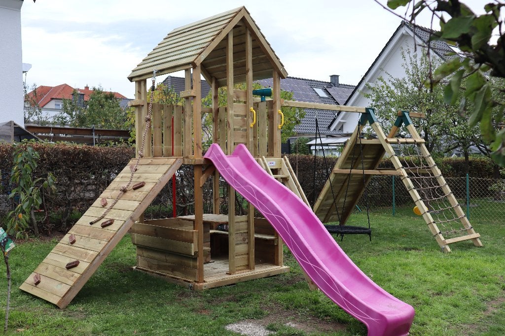 Houten speeltoestel op maat | Schommel | Douglas | Grenen, Kinderen en Baby's, Ophalen, Nieuw, Klimnet, Aanbouwonderdeel