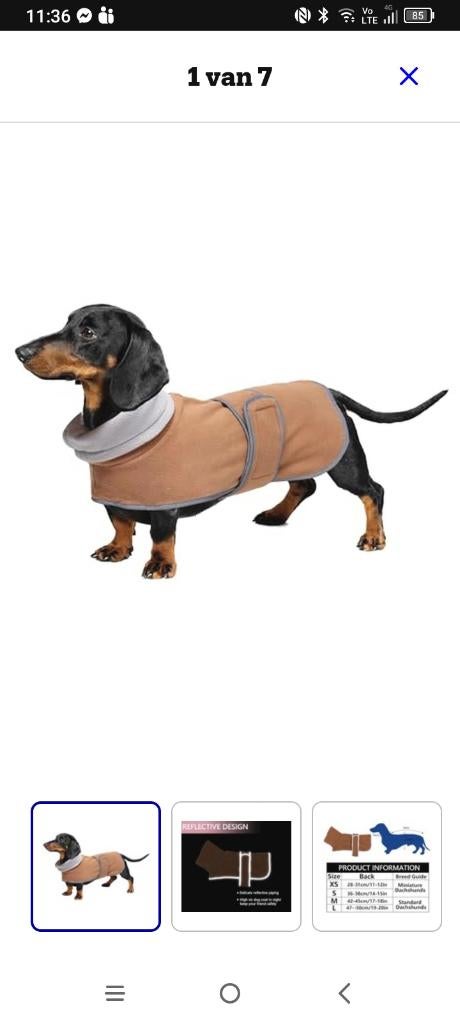 Fleece hondenjas teckel, Dieren en Toebehoren, Ophalen of Verzenden, Zo goed als nieuw, Hondenjas