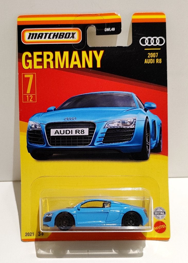 Matchbox 2007 Audi R8 Blauw Germany serie (2021), Ophalen of Verzenden