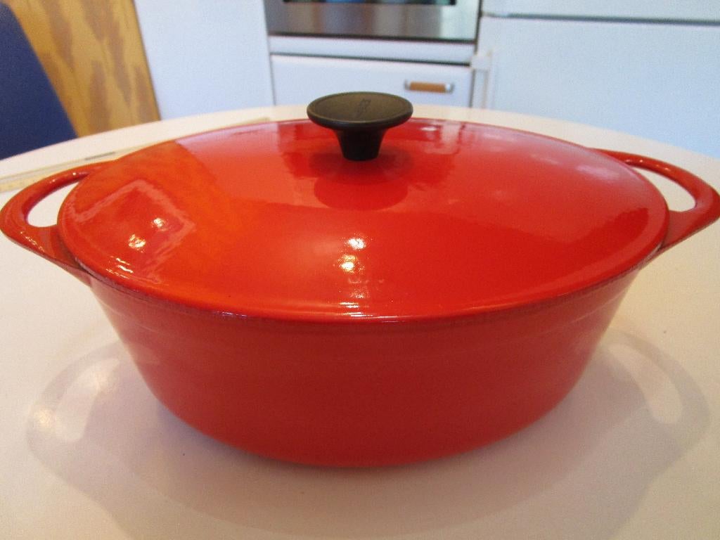 Ovale gietijzeren steelpan „Cousances” 19,5/25, Zo goed als nieuw, Ophalen, Kookpan of Snelkookpan, Keramische plaat
