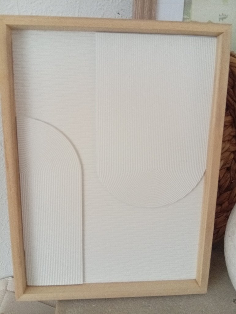 2 cadres blancs et bois, Moins de 50 cm, Comme neuf, Enlèvement, Bois