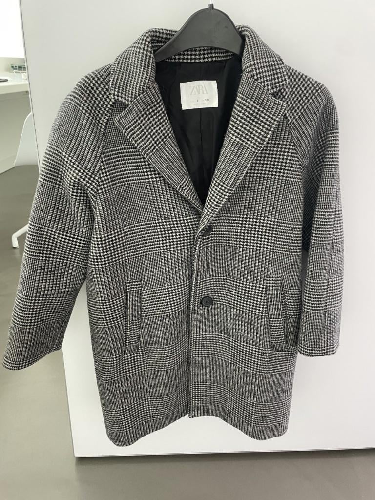 Wollen geklede pied de poule winterjas maat 128, Kinderen en Baby's, Ophalen of Verzenden, Zo goed als nieuw, Zara, Jongen
