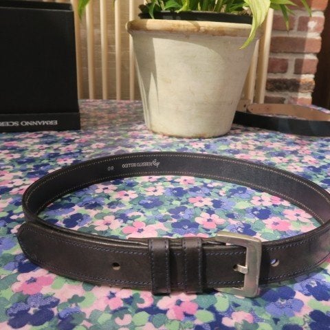 Riem leder zwart Roberto Bellido - lengte 91 cm - br 3 cm, Kleding | Dames, 3 tot 5 cm, Tailleriem, Ophalen of Verzenden, Roberto Bellido