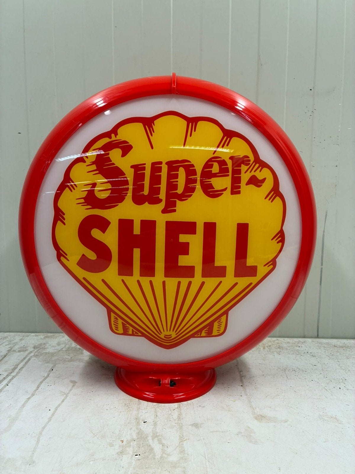 Shell Gas Pump Globe, panneau lumineux en plastique Shell, Enlèvement ou Envoi, Comme neuf, Table lumineuse ou lampe (néon)