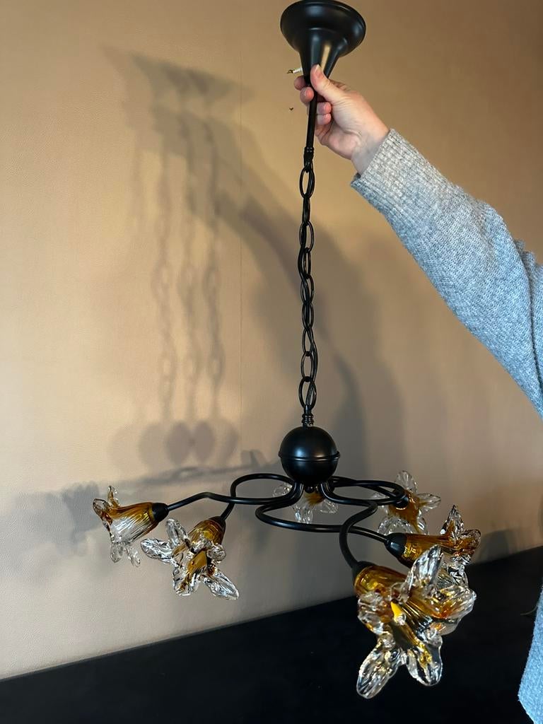 Vintage bloemenlamp, Ophalen, Zo goed als nieuw, Glas