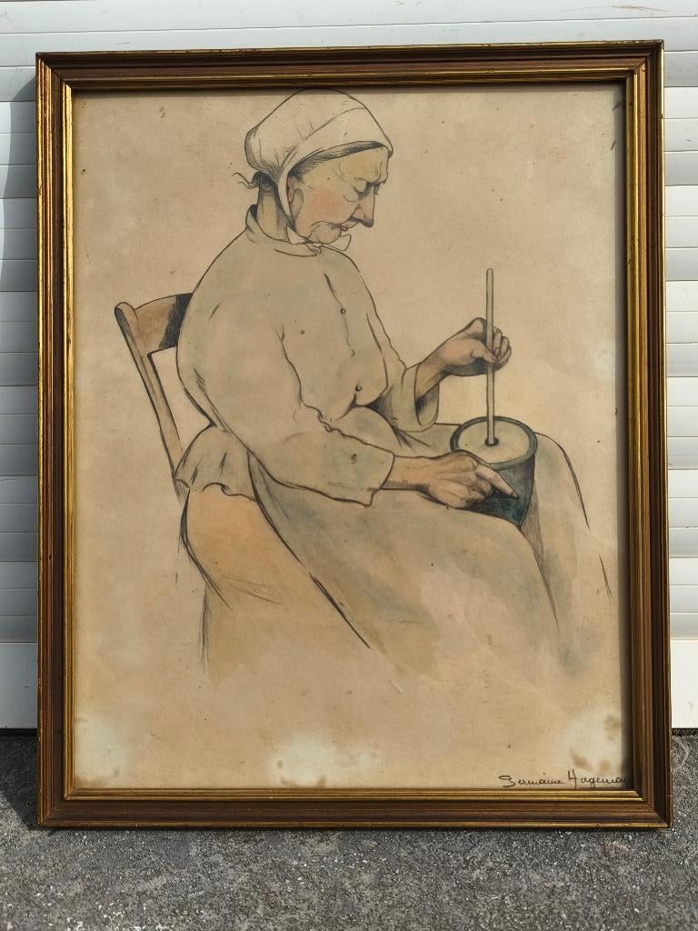 Lithographie signe germaine hagemans, Antiek en Kunst, Ophalen of Verzenden